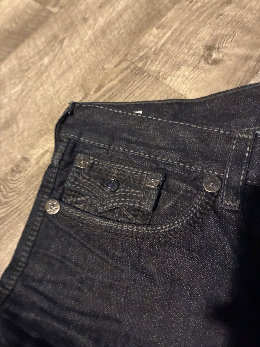 True Religion Jeans Men’s SZ 44 Ricky Big QT Blue Black Grey Made In Usa - Picture 6 of 16